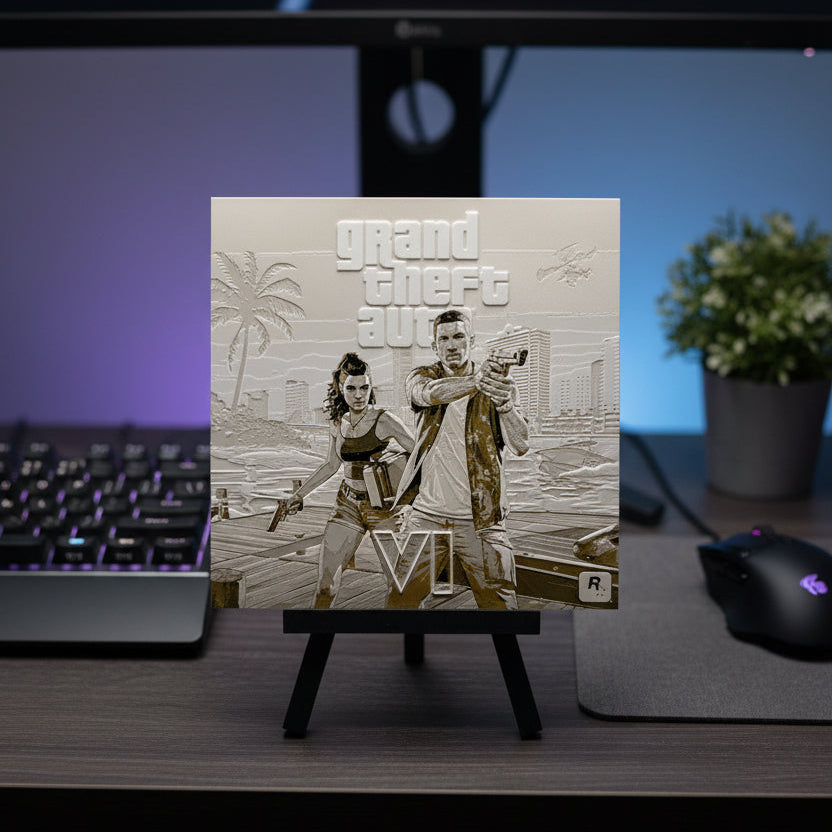 Jason & Lucia 02 (GTA VI) - 3D printed Hueforge Artwork