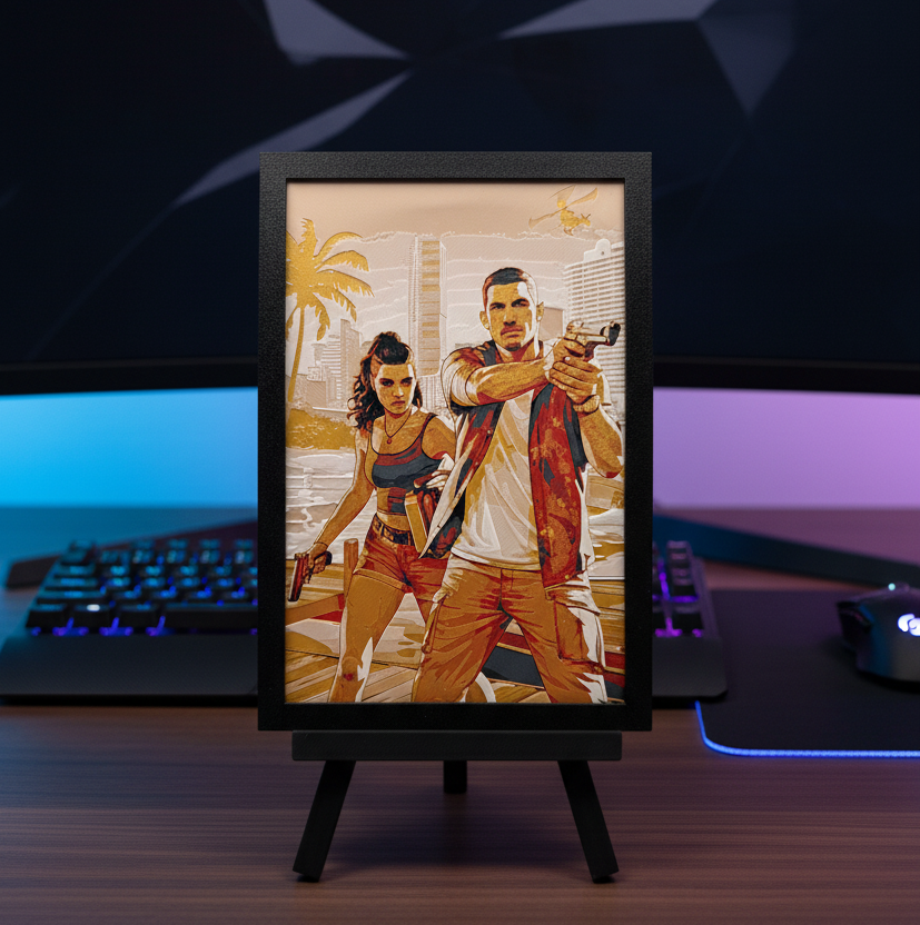 Lucia & Jason (GTA VI) - 3D printed Hueforge Artwork