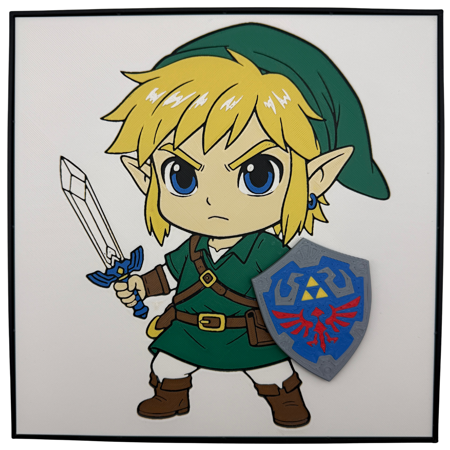 Link with magnetically detachable Hylian Shield (The legend of Zelda) - 3D printed Hueforge Artwork