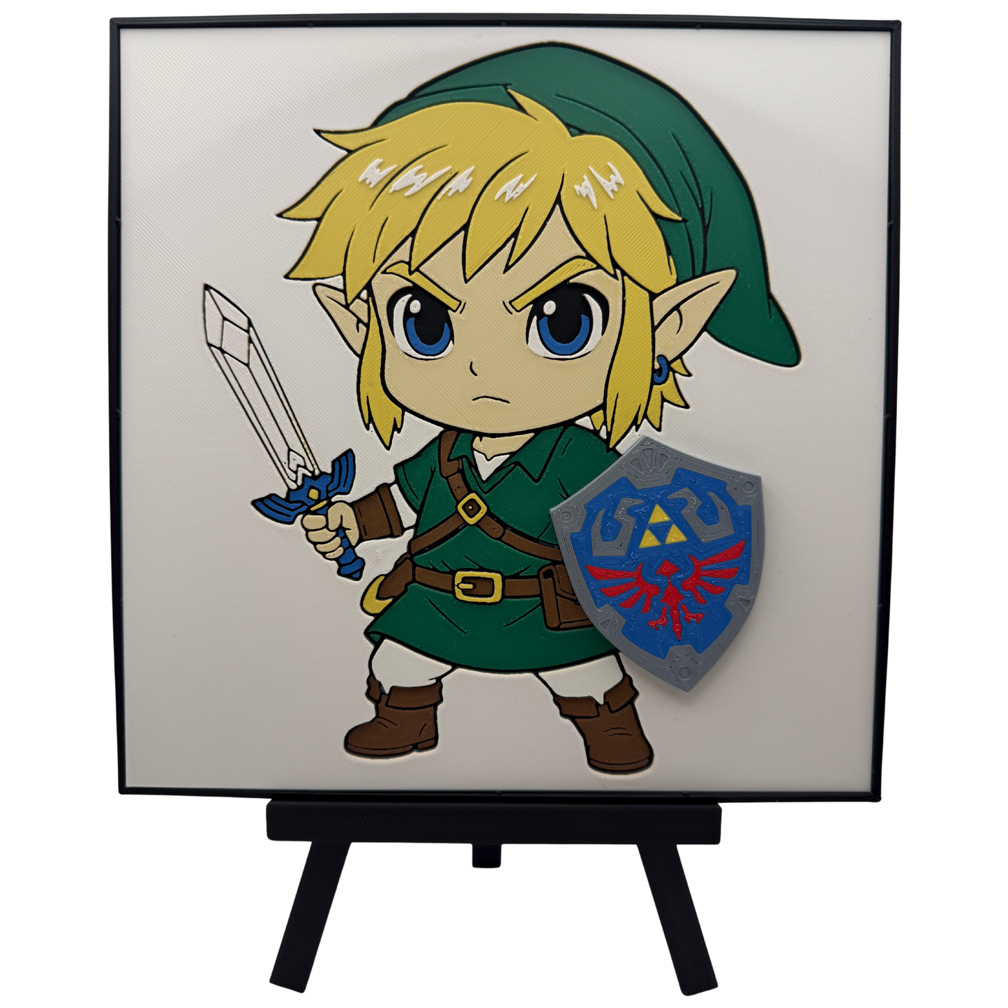 Link with magnetically detachable Hylian Shield (The legend of Zelda) - 3D printed Hueforge Artwork