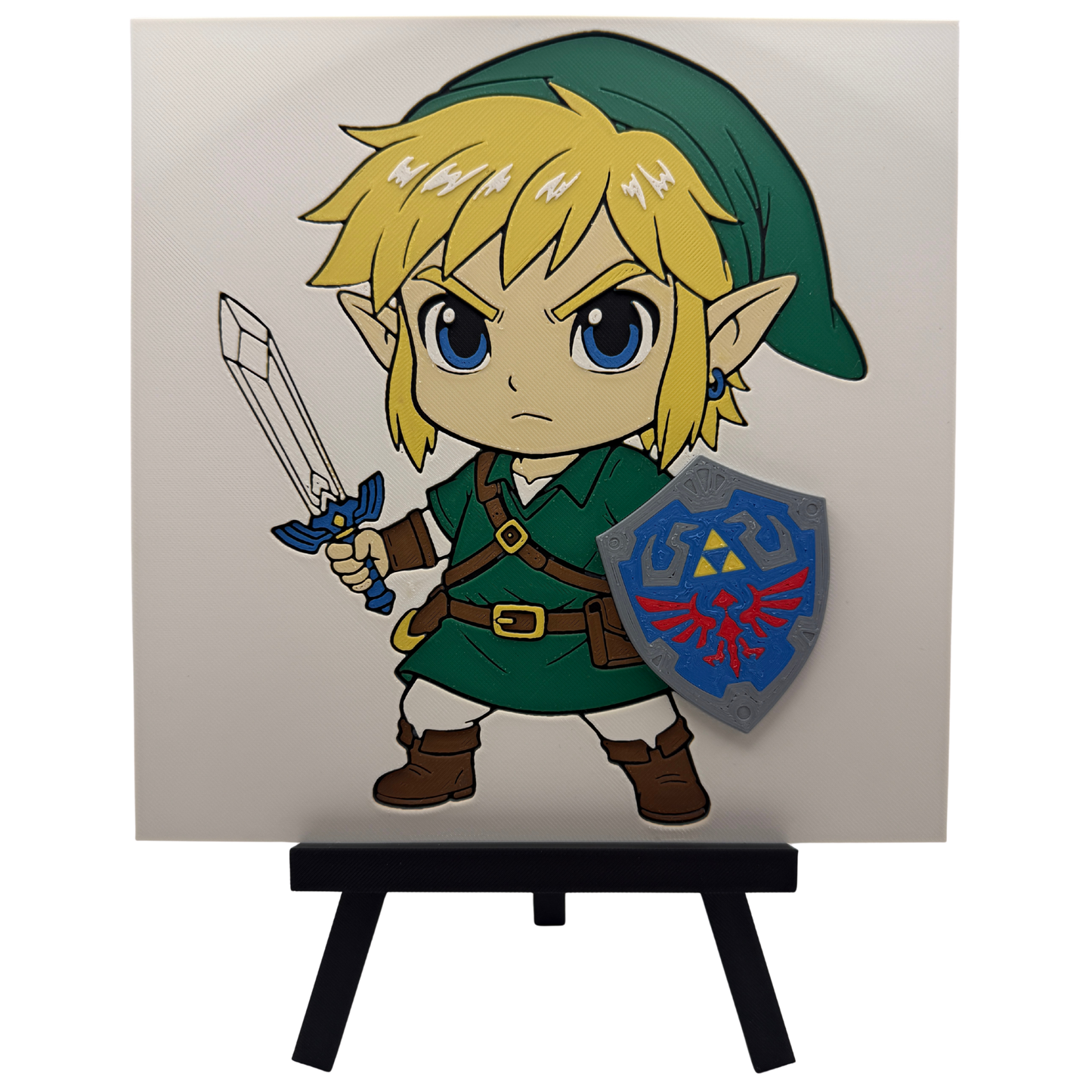 Link with magnetically detachable Hylian Shield (The legend of Zelda) - 3D printed Hueforge Artwork