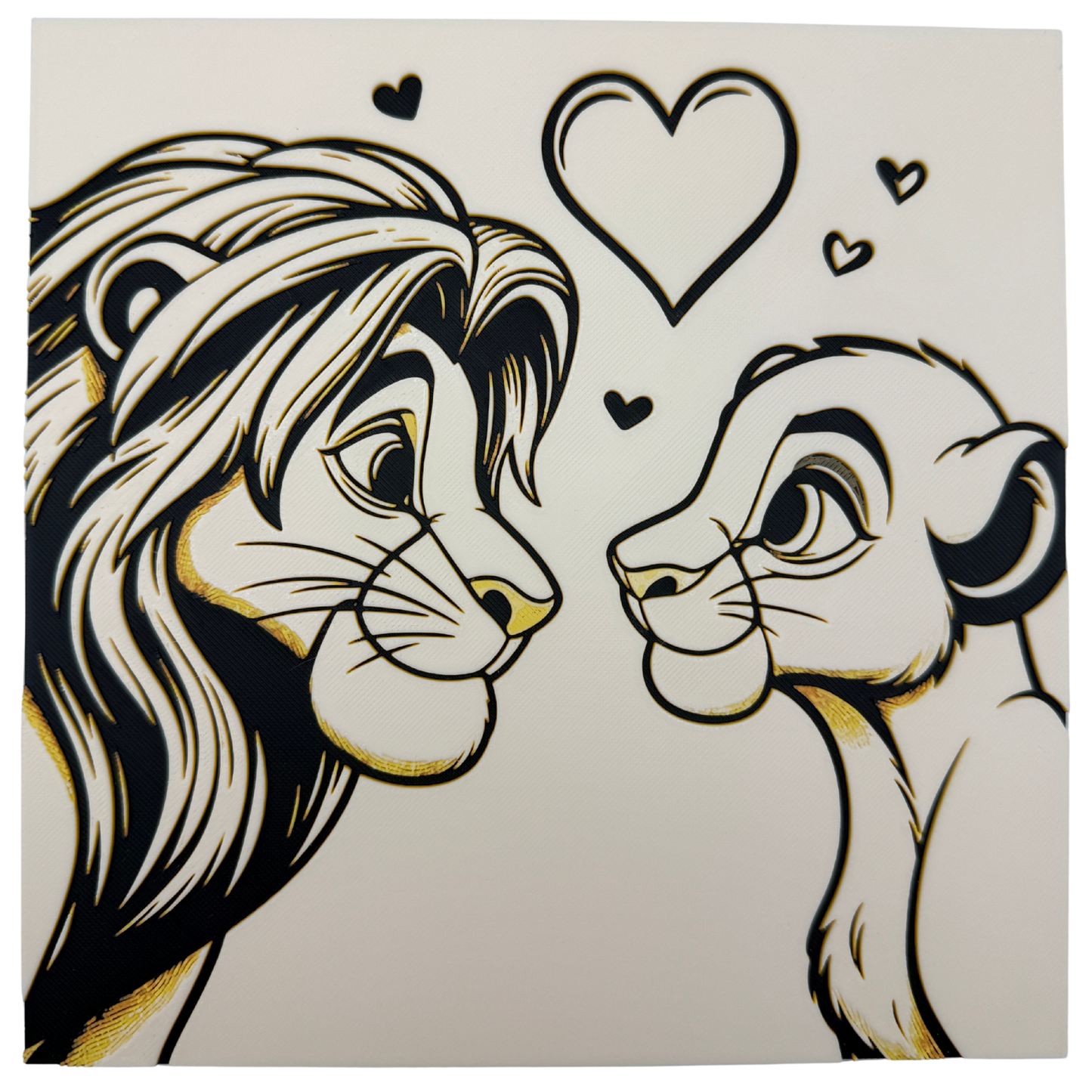 Simba & Nala (The Lion King) - 3D printed Hueforge Artwork